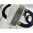 Borse Dior Mini Lady Dior agnello cannage Arco beige/nero