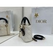Borse Dior Mini Lady Dior agnello cannage Arco beige/nero