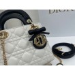 Borse Dior Mini Lady Dior agnello cannage Arco beige/nero