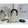 Borse Dior Mini Lady Dior agnello cannage Arco beige/nero