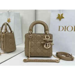 Borse Dior Mini Lady Dior agnello cannage Arco biscotto caldo