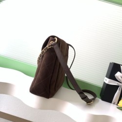 Replica Perfetta hobo Chanel 26c AS5886 scamosciata trapuntata marrone Imitazioni Replica qualità specchio Perfetta hobo Chanel 26c AS5886 scamosciata trapuntata marrone