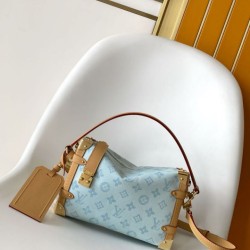 Replica qualità specchio Borse Imitazioni a mano Louis Vuitton Side Trunk MM  M27891 Azzurra