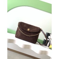 Replica Perfetta hobo Chanel 26c AS5886 scamosciata trapuntata marrone
