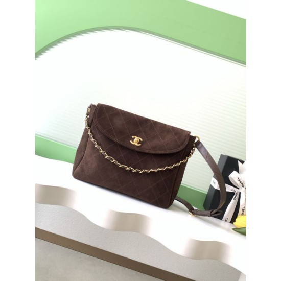 Replica Perfetta hobo Chanel 26c AS5886 scamosciata trapuntata marrone