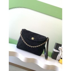 Borsa hobo Chanel 26c AS5886 scamosciata trapuntata nero