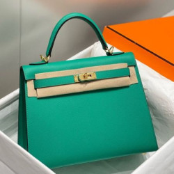 Borse Imitazioni Sellier Kelly 25/28cm Hermes Epsom Verde Giada