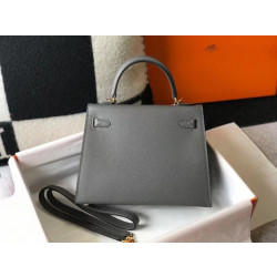 Borsa Sellier Kelly 25 Hermes Epsom Grigio scuro