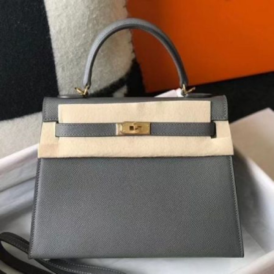 Borsa Sellier Kelly 25 Hermes Epsom Grigio scuro Borsa Sellier Kelly 25 Hermes Epsom Grigio scuro