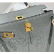 Borse Firmate Replica Sellier Kelly 25cm Hermes Epsom Grigio chiaro