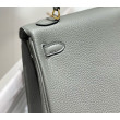 Borse Firmate Replica Sellier Kelly 25cm Hermes Epsom Grigio chiaro