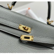 Borse Firmate Replica Sellier Kelly 25cm Hermes Epsom Grigio chiaro