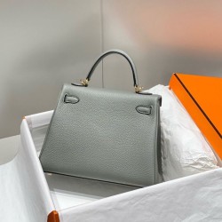 Replica Borse Firmate Sellier Kelly 25cm Hermes Epsom Grigio chiaro Imitazioni Replica qualità specchio Borse Firmate Sellier Kelly 25cm Hermes Epsom Grigio chiaro