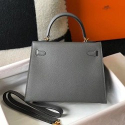 Replica Borsa Sellier Kelly 25 Hermes Epsom Grigio scuro Imitazioni Replica qualità specchio Borsa Sellier Kelly 25 Hermes Epsom Grigio scuro