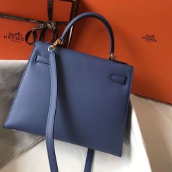 Replica Borse Hermes Kelly 28cm blu Epsom GHW Imitazioni Replica qualità specchio Borse Hermes Kelly 28cm blu Epsom GHW