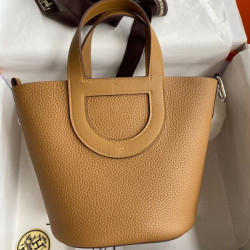 Borsa tote Hermes In The Loop 18 fatta a mano marrone Clemence