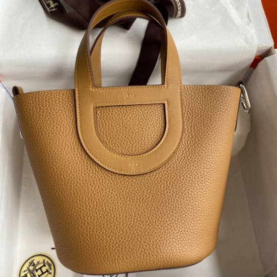 Borsa tote Hermes In The Loop 18 fatta a mano marrone Clemence Borsa tote Hermes In The Loop 18 fatta a mano marrone Clemence
