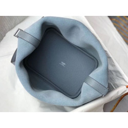 Borsa Tote Hermes Picotin Lock 18/22 Blu Clemence