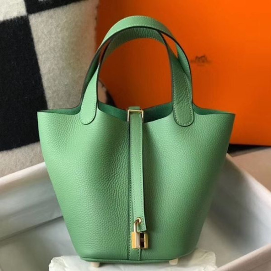 Borsa Tote Hermes Picotin Lock 18/22 Verde Clemence