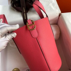 Replica Borsa tote Hermes In The Loop 18 fatta a mano rosa clemence Imitazioni Replica qualità specchio Borsa tote Hermes In The Loop 18 fatta a mano rosa clemence