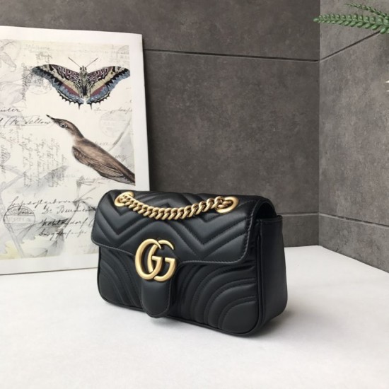 Replica Alta Qualità GG Marmont Mini Borse  Alta Qualità 446744 Nero