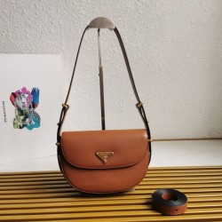 Riproduzione Fedele Prada Arque Shoulder Bag con Flap Brown imitazioni