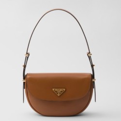Riproduzione Fedele Prada Arque Shoulder Bag con Flap Brown imitazioni