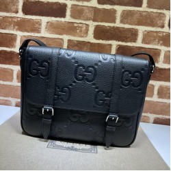 Riproduzione Fedele Gucci Jumbo GG Borse Replica Alta Qualità a tracolla media da uomo 760234 Nero imitazioni
