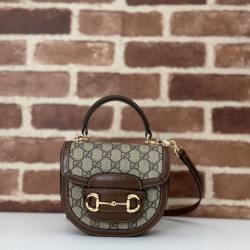 Riproduzione Fedele Borsa mini con manico superiore Gucci Horsebit 1955 781387 marrone imitazioni
