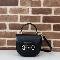 Riproduzione Fedele Imitazione Borsa mini con manico superiore Gucci Horsebit 1955 781387 nero imitazioni