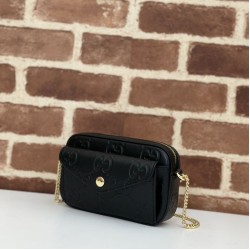 Riproduzione Fedele Borsa a tracolla Gucci GG super mini 781554 Nero imitazioni