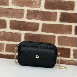 Riproduzione Fedele Borsa a tracolla Gucci GG super mini 781554 Nero imitazioni