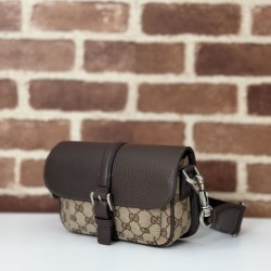 Riproduzione Fedele Borsa super mini Gucci GG bicolore 795213 marrone imitazioni