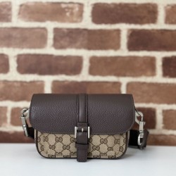 Riproduzione Fedele Borsa super mini Gucci GG bicolore 795213 marrone imitazioni