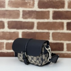 Qualità Specchio Replica Borse super mini Gucci GG bicolore 795213 nero Riproduzione Fedele Borse Replica super mini Gucci GG bicolore 795213 nero imitazioni