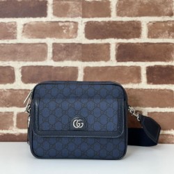 Riproduzione Fedele Borsa a tracolla piccola Gucci Ophidia da uomo 802170 blu scuro imitazioni
