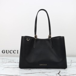 Riproduzione Fedele Borse Replica tote media Gucci GG Emblem 815213 nero imitazioni
