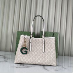 Riproduzione Fedele Gucci GG Emblem borsa tote media 815213 Beige imitazioni