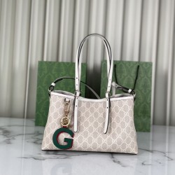 Riproduzione Fedele Borsa tote piccola Gucci GG Emblem 815214 Beige imitazioni