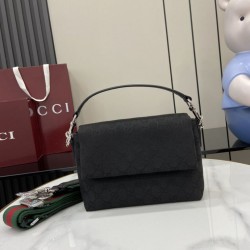 Riproduzione Fedele Gucci Borse Replica Alta Qualità a tracolla piccola GG uomo con Web 821617 Nero imitazioni