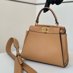 Riproduzione Fedele Borsa Fendi Mini Iconic Peekaboo Marrone chiaro imitazioni