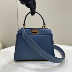 Riproduzione Fedele Borsa Fendi Mini Iconic Peekaboo Blu imitazioni