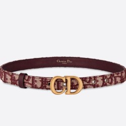 Riproduzione Fedele Dior Saddle 20MM Cintura Dior Oblique Jacquard Bordeaux imitazioni