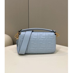 Borse Replica baguette media Fendi FF Nappa blu Borse Replica baguette media Fendi FF Nappa blu