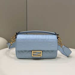 Riproduzione Fedele Borse Replica baguette media Fendi FF Nappa blu imitazioni