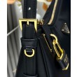 Borsa a tracolla grande Prada Aimee Re-Nylon con lucchetto 1BC232 Nero
