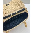Borsa Replica 1:1 a tracolla in rafia all'uncinetto Prada Albicocca