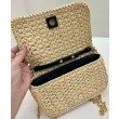 Borsa Replica 1:1 a tracolla in rafia all'uncinetto Prada Albicocca