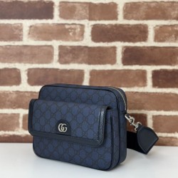 Borsa a tracolla piccola Gucci Ophidia da uomo 802170 blu scuro