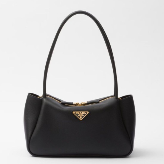 Borsa a tracolla Prada con logo triangolare nero
